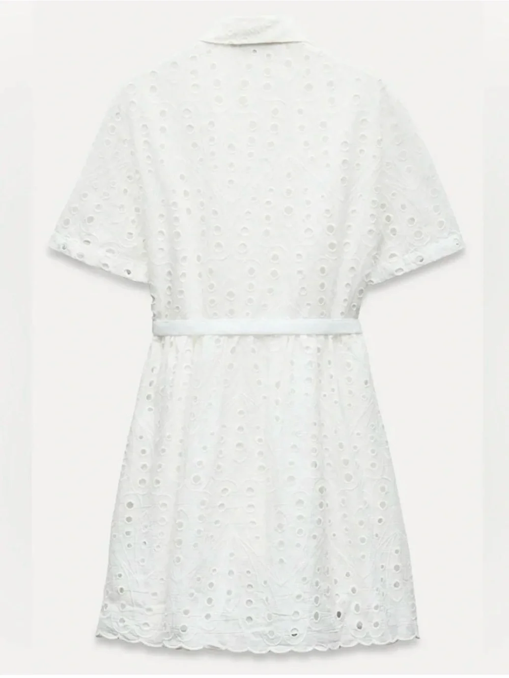 Zara ZW Collection Embroidered Eyelet Mini Dress NWT Size M White - Picture 6 of 13